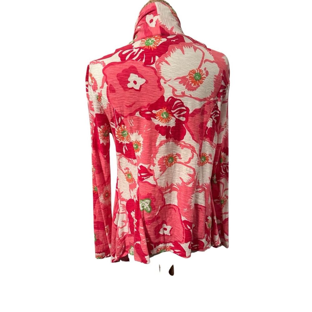 Lilly Pulitzer pink cotton floral cardigan sz large - Picture 2 of 5